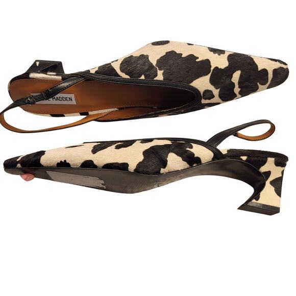 NEW Steve Madden Haleigh slingback pump in black/white calf hair size 10 - Picture 3 of 8